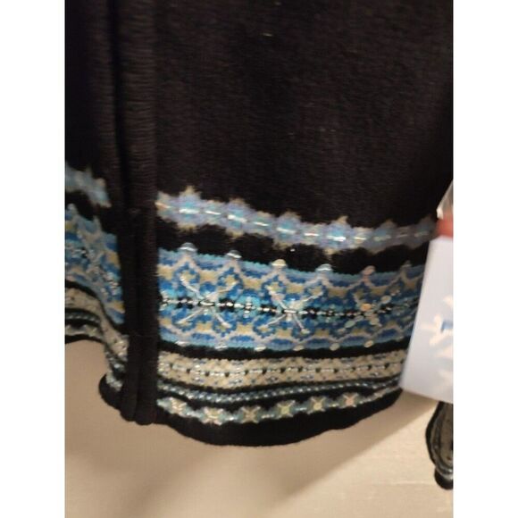Frost Women's Large Cardigan Sweater Wool Zip Front Black Blue Green Sequins - Picture 5 of 8